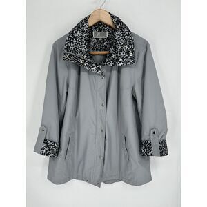 JM COLLECTION Women's‎ Large hooded windbreaker raincoat lightweight windbreaker